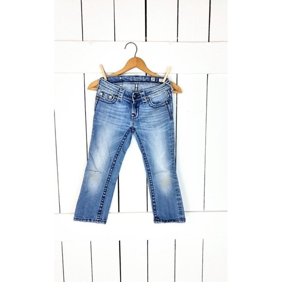 Girls Miss Me distressed light blue beaded denim jeans - 10 - Picture 1 of 4